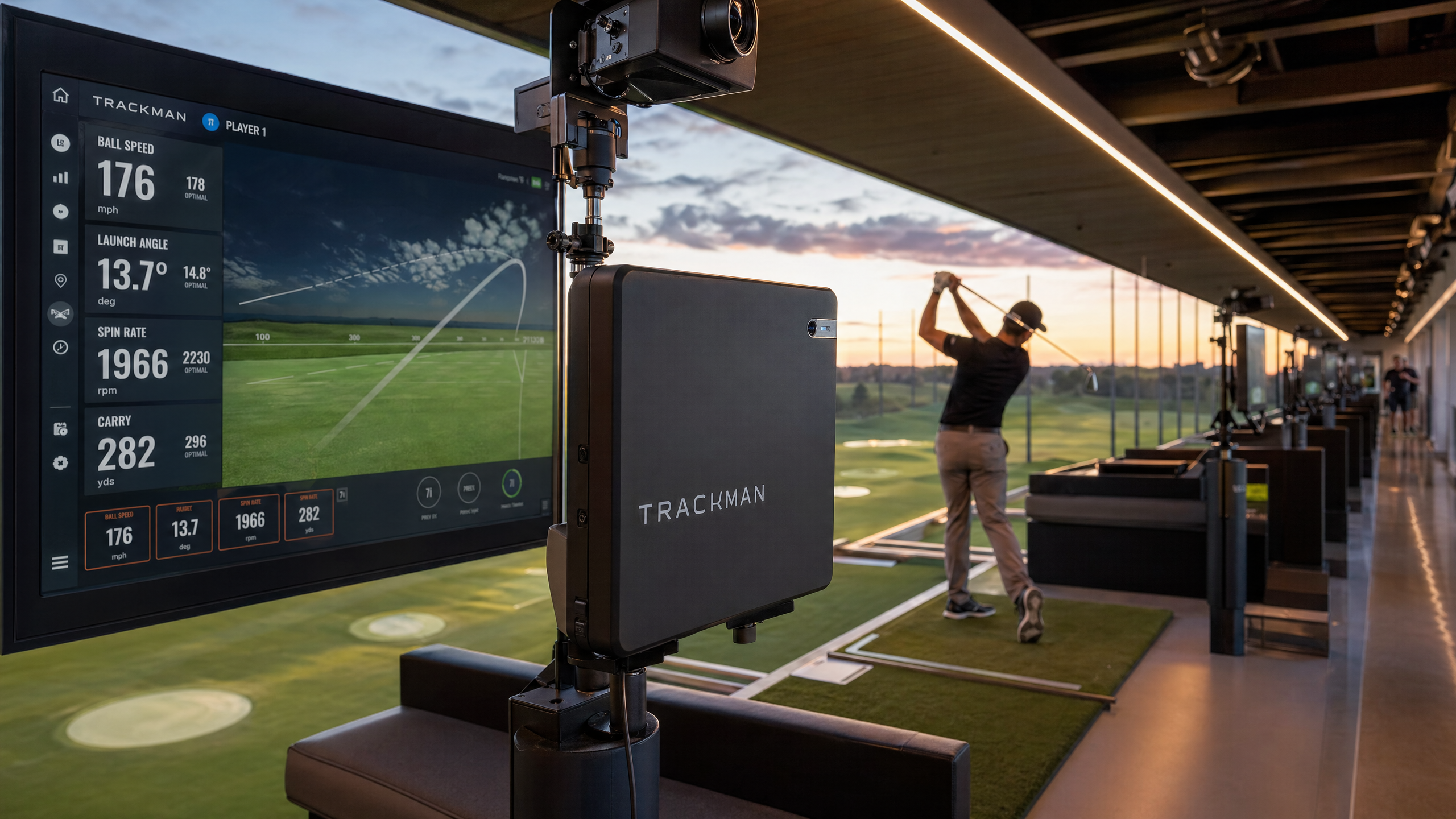 Modern driving range with professional equipment